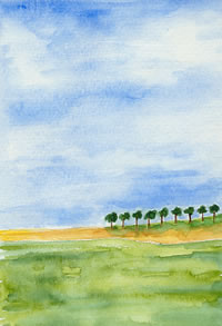 Aquarelle - Trees and sky