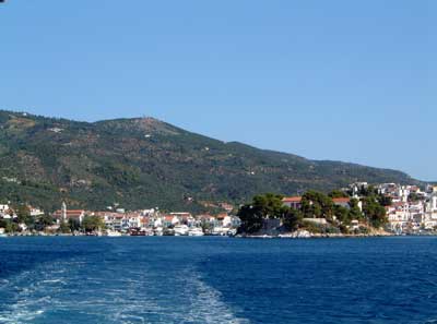 Skiathos town seen from the sea