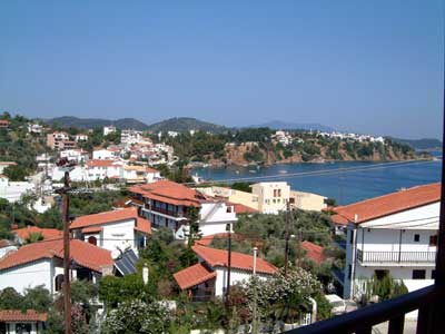 View of the bay from the balcony, Skiathos