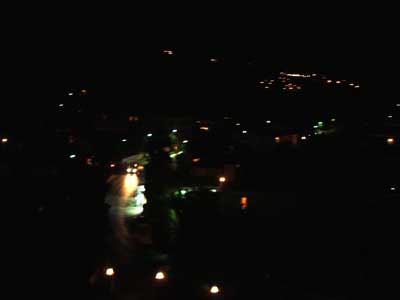 View of the road from the hotelbalcony at night